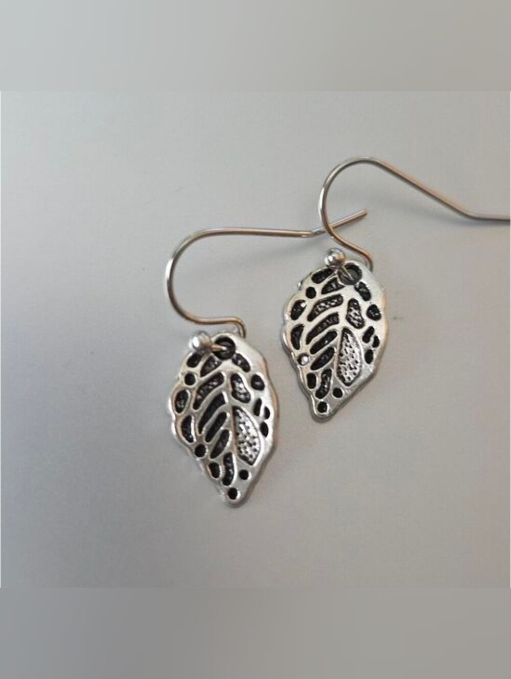 Silver Leaf Earrings Lightweight 925 French Style Posts